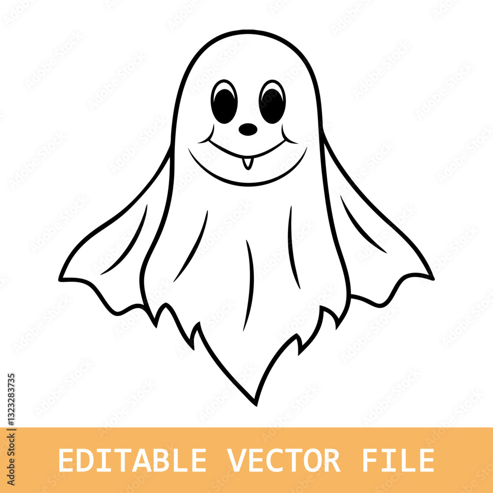 A simple and minimalist silhouette of a cheerful ghost. A simple and minimalist silhouette of a cheerful ghost.