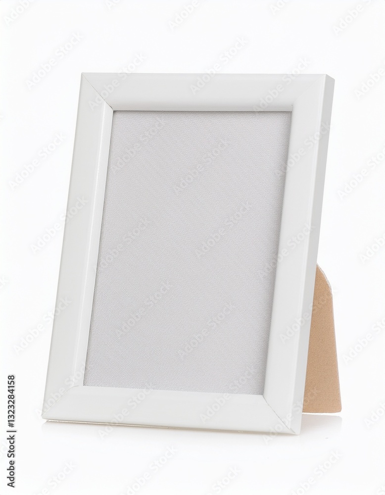 A simple white picture frame stands on a white background, ready to display your favorite memories. Perfect for adding a touch of elegance to your home decor. A simple white picture frame stands on a white background, ready to display your favorite memories. Perfect for adding a touch of elegance to your home decor.