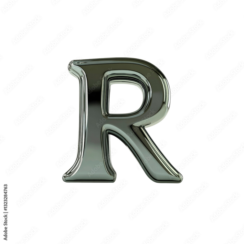 Chrome Letter R - 3D Rendered Metallic Alphabet Chrome Letter R - 3D Rendered Metallic Alphabet