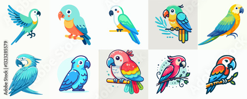 collection of parrot bird illustration