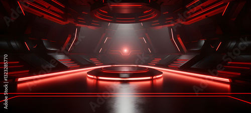 darkness red white backdrop on the music stage in a bar, ai generative