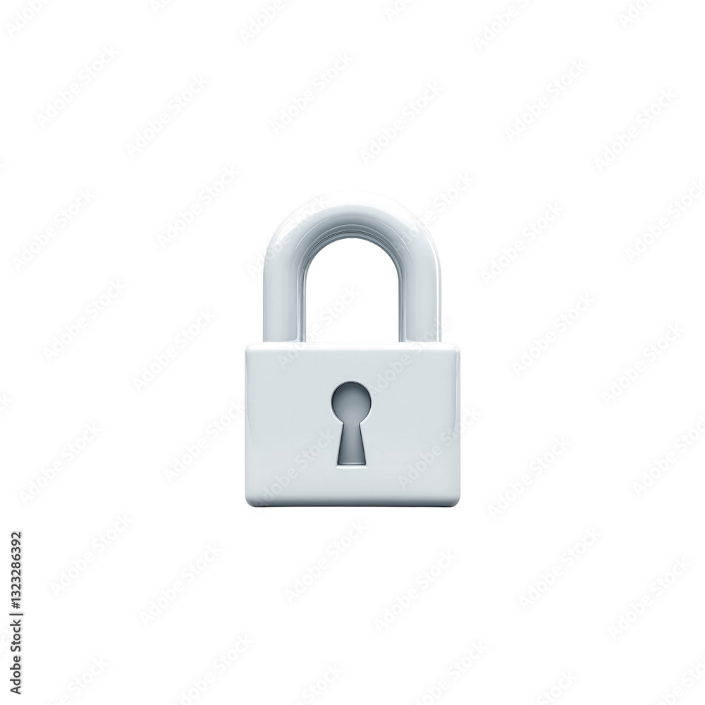 3D Render of a White Padlock - Security and Privacy Icon 3D Render of a White Padlock - Security and Privacy Icon