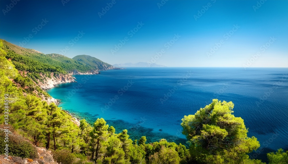 Fototapeta premium greek sea with pine forest coastline