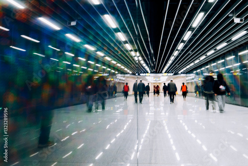 abstract blur traveler in subway station