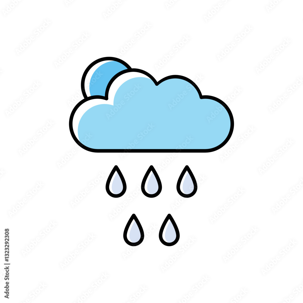 Rain cloud vector icon, drizzle symbol flat design. Rain cloud vector icon, drizzle symbol flat design.