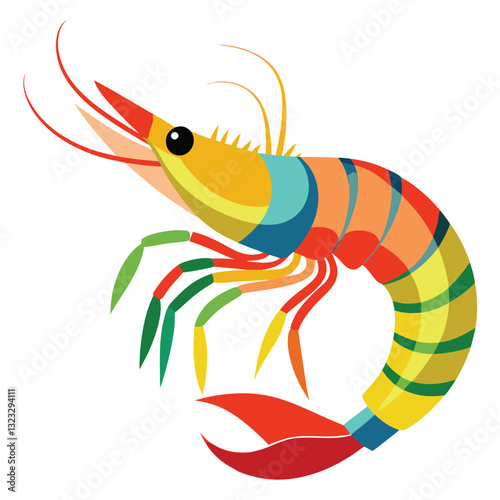 colorful shrimp vector image on white background