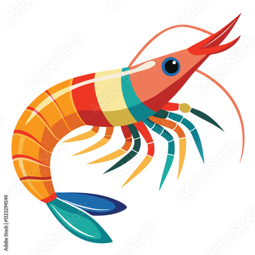 colorful shrimp vector image on white background