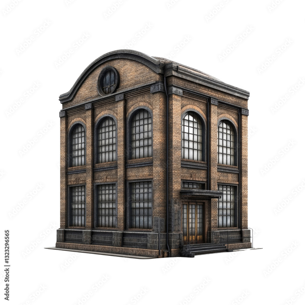 Fototapeta premium 3D Render of a Vintage Brick Industrial Building
