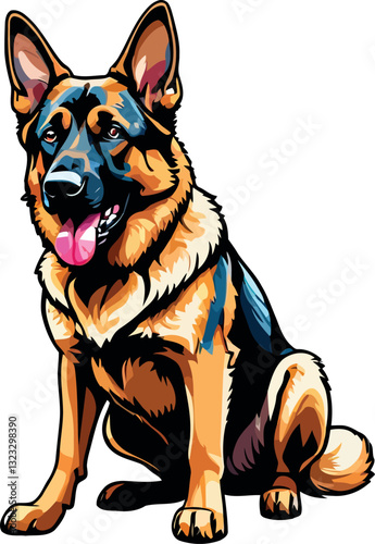 German Shepherd Dog Sitting on the Floor Looking Alert