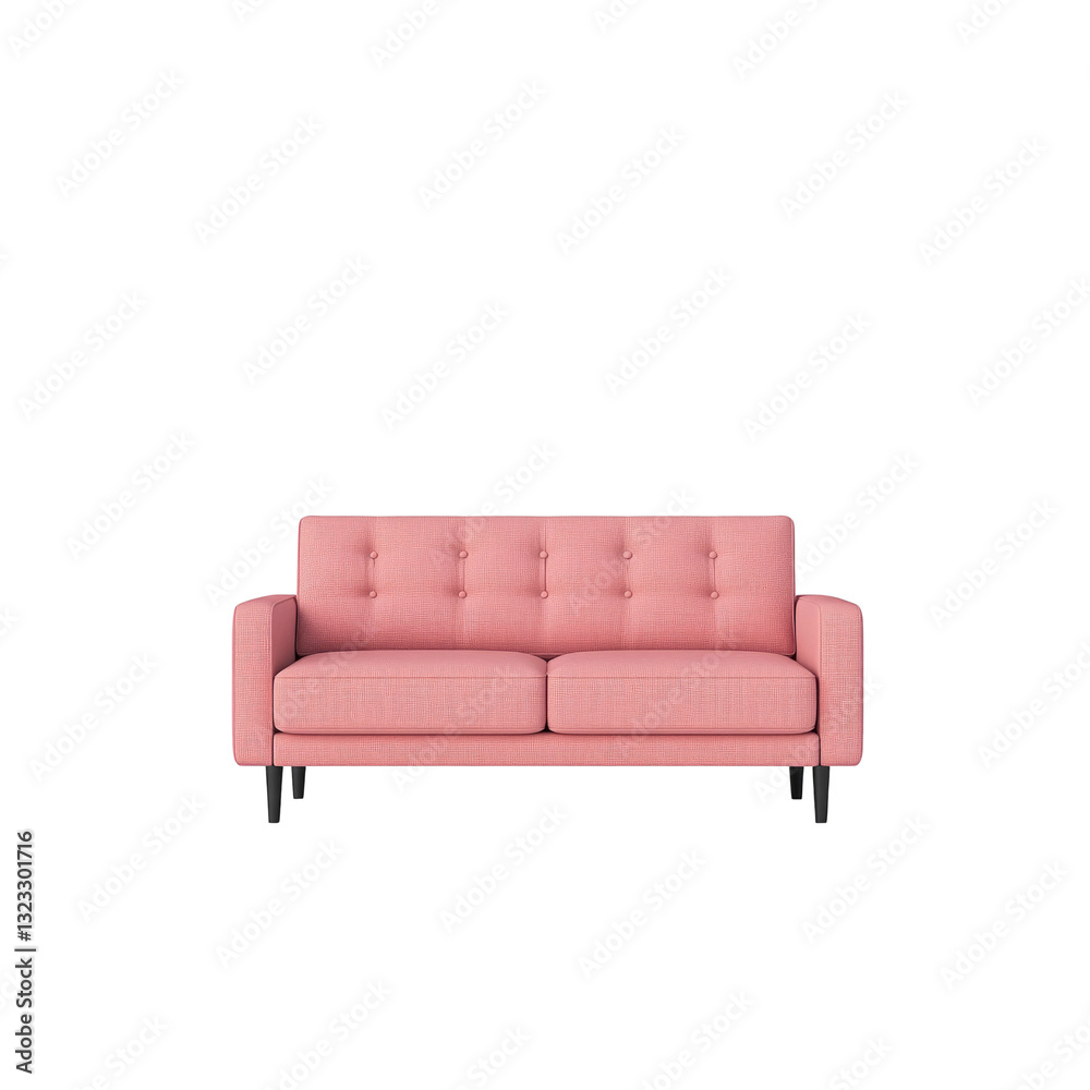 Modern Pink Sofa, Button Tufted Couch, Mid-Century Modern Furniture Modern Pink Sofa, Button Tufted Couch, Mid-Century Modern Furniture