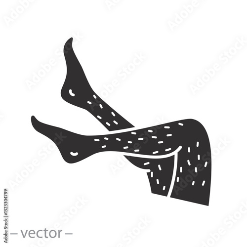 icon of unshaved hairy legs, thin line symbol, flat vector illustration