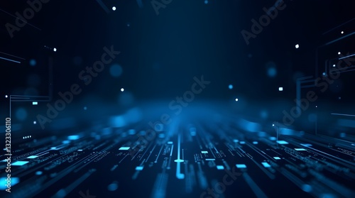 A Journey Into The Digital Realm, A Futuristic Landscape Of Glowing Circuits And Shimmering Particles, Creating A Sense Of Depth And Wonder