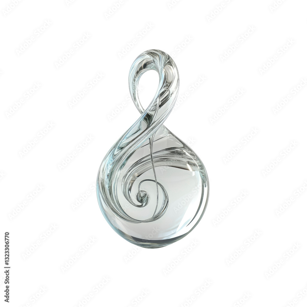 Fototapeta premium Elegant Glass Treble Clef Sculpture Abstract Swirl Design