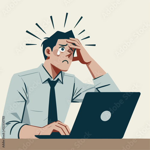 a businessman has a headache with his work