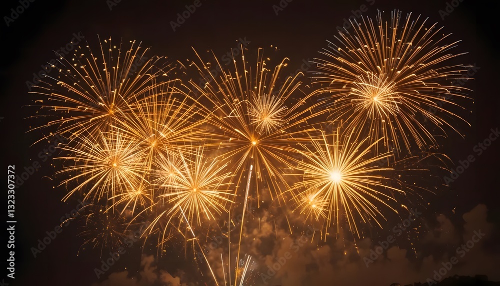 Radiant Gold Bursts A Dazzling Night Sky Celebration Radiant Gold Bursts A Dazzling Night Sky Celebration