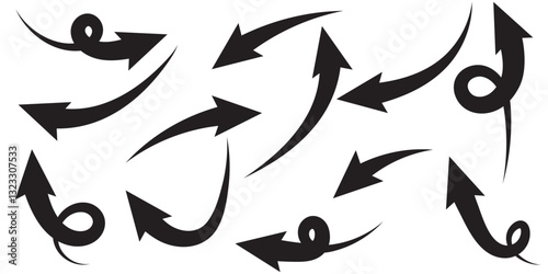 arrows set. Curved arrows. Arrow sign. Flat style icons.  1176