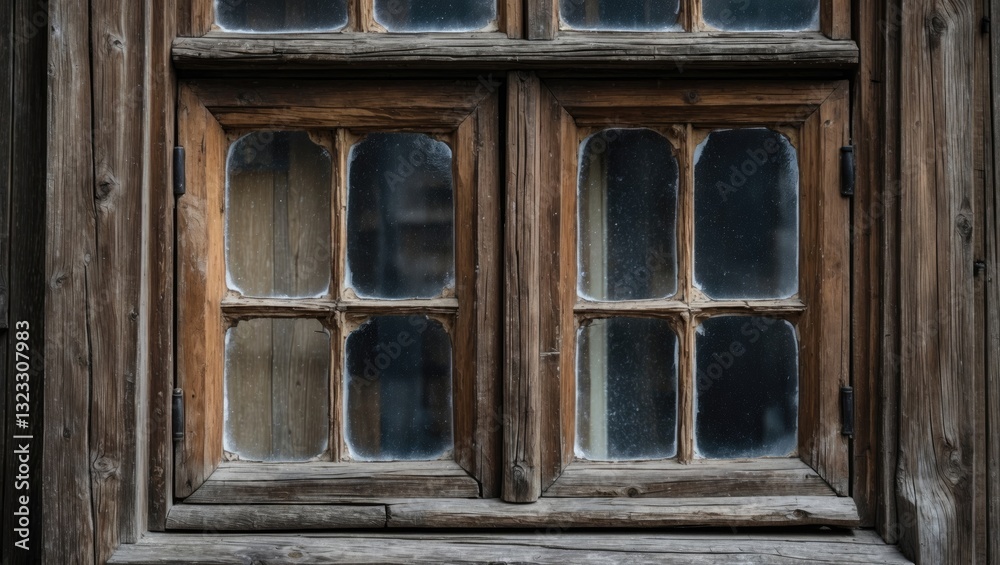 Aged wooden window with intricate panes, featuring warm brown hues and rustic textures, showcasing its historical charm and character. Aged wooden window with intricate panes, featuring warm brown hues and rustic textures, showcasing its historical charm and character.