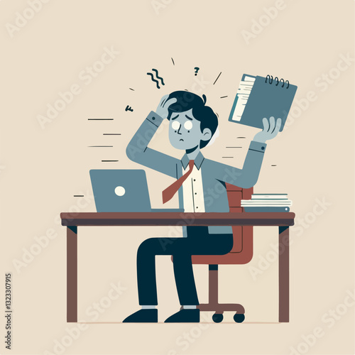 a businessman has a headache with his work