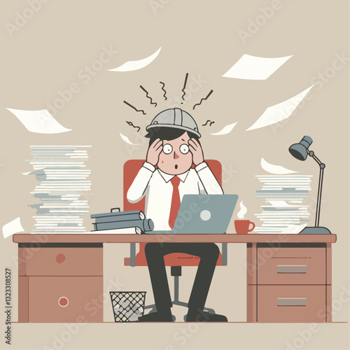 illustration of person getting stress from work