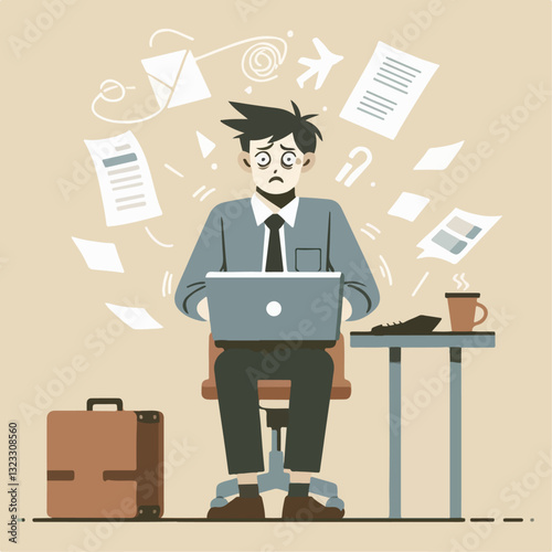 illustration of person getting stress from work