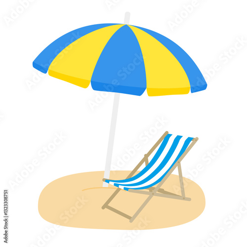 ビーチパラソルとビーチチェア