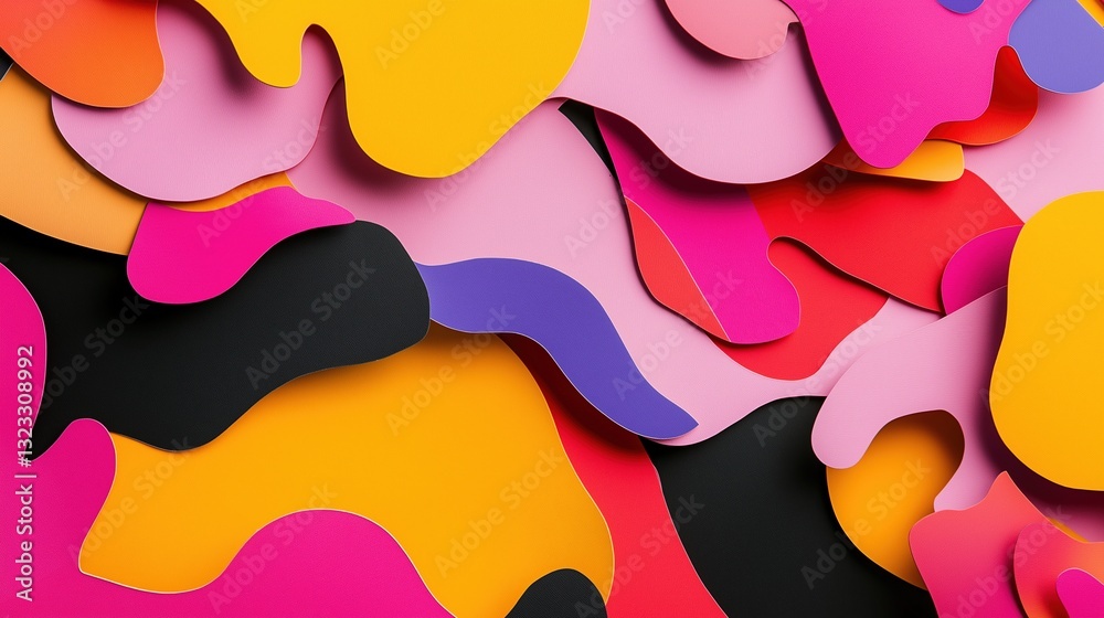 Naklejka premium Bold Abstract Cut-Out Shapes Composition Design