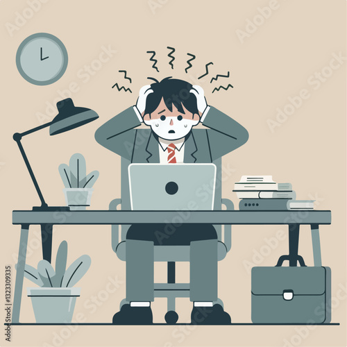 illustration of someone tired from work