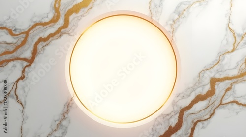 Serene Minimalist Glow Nestled In A Luxurious Marble Embrace With Gold Veining Detailing A Soft, Radiant Light