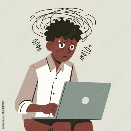 illustration of businessman getting dizzy