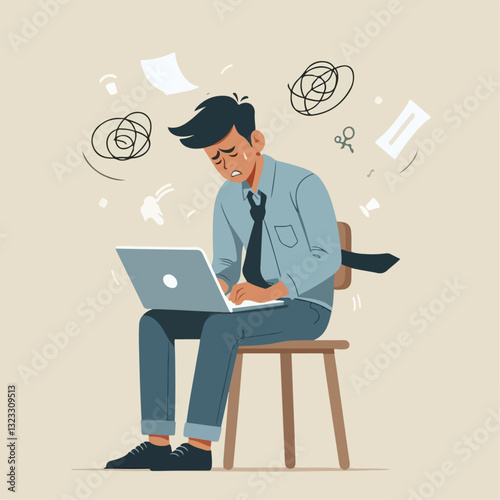 illustration of businessman getting dizzy