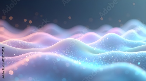 Serene Pastel Hills Shimmering With Ethereal Light, A Dreamy Landscape Of Soft Glowing Textures And Gentle Curves