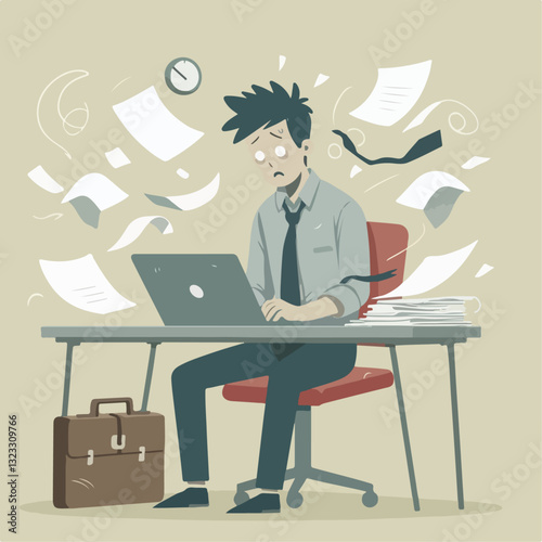 illustration of someone tired from work