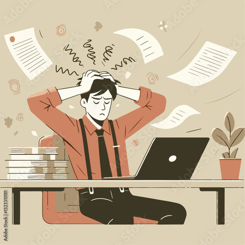 illustration of someone tired from work