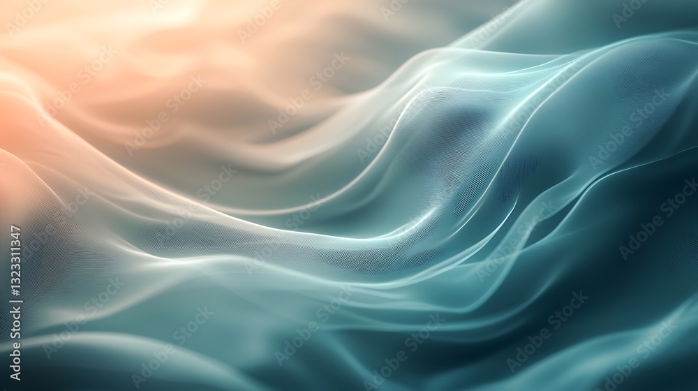 Obraz premium Abstract Teal and Peach Wave Background