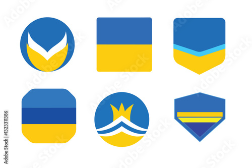 Ukraine flag Icon Set, state symbol isolated on background national banner. Greeting card National Independence Day of the republic of Ukraine. Vector  Design