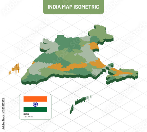Isometric india map 