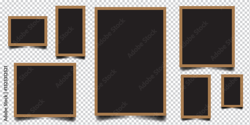 Photo frame. Picture frames set with shadow on transparent background . 1176 Photo frame. Picture frames set with shadow on transparent background . 1176