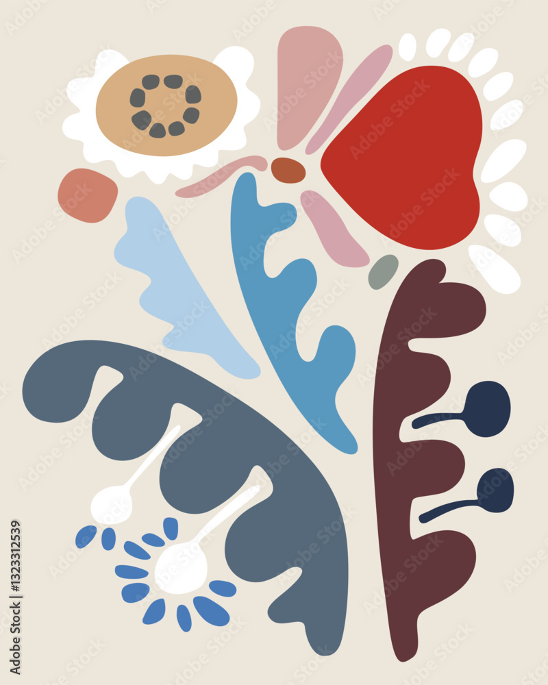 Fototapeta premium ugly chic flower and leaves icon set