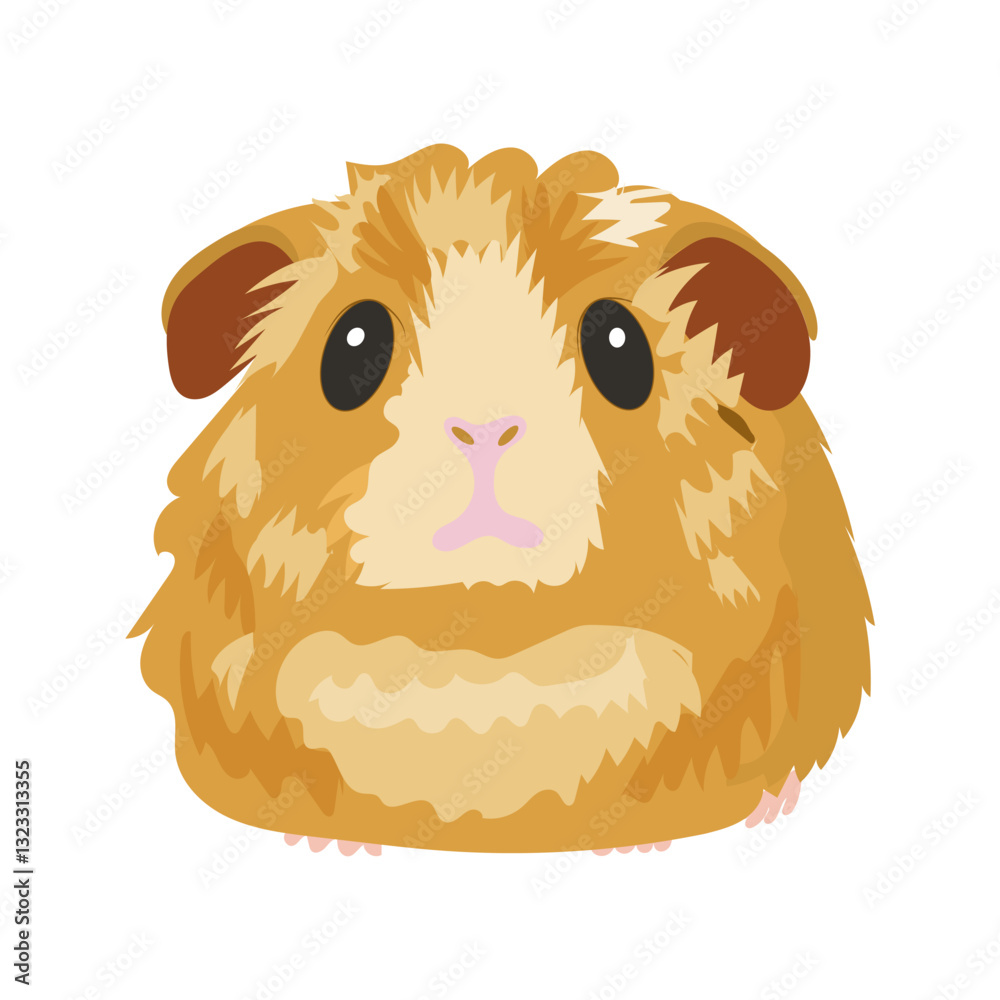 Obraz premium Guinea pig colored isolated, flat design, side view, adorable pet