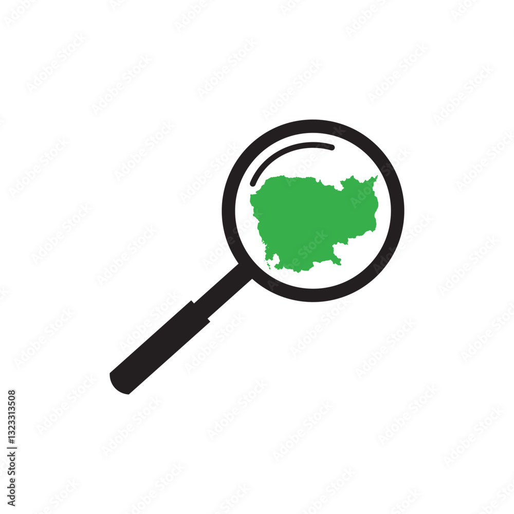 magnifying glass and map cambodia vector magnifying glass and map cambodia vector