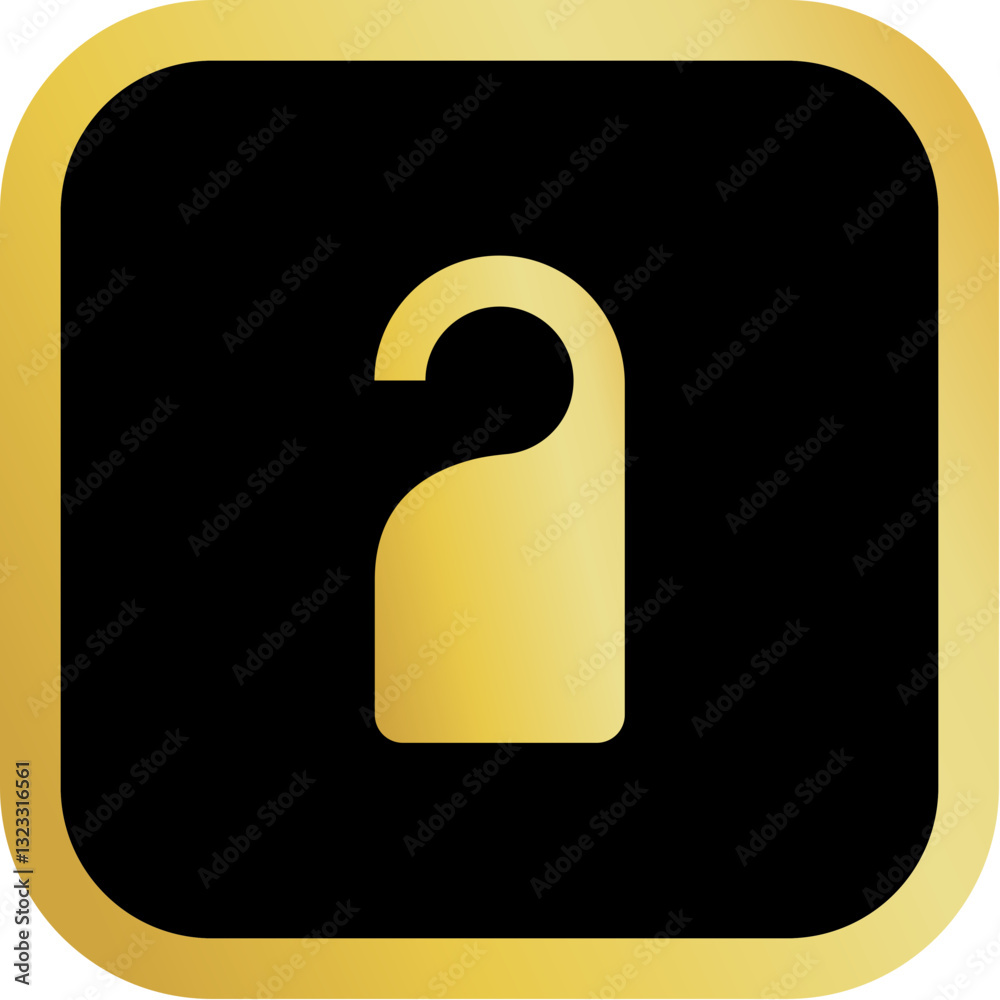 Gold Door Hanger Icon Square Rounded Icon with Golden and Black Luxury Gold Door Hanger Icon Square Rounded Icon with Golden and Black Luxury
