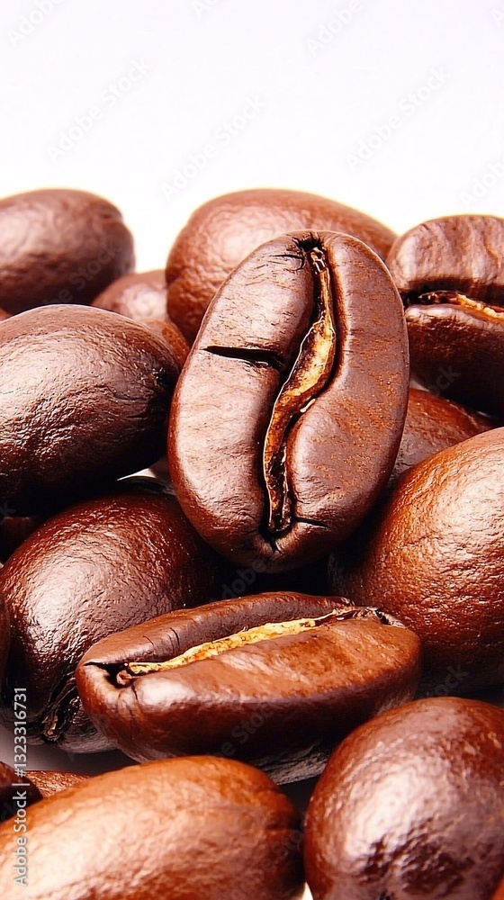 Fototapeta premium Close up of coffee beans isolate on transparent background