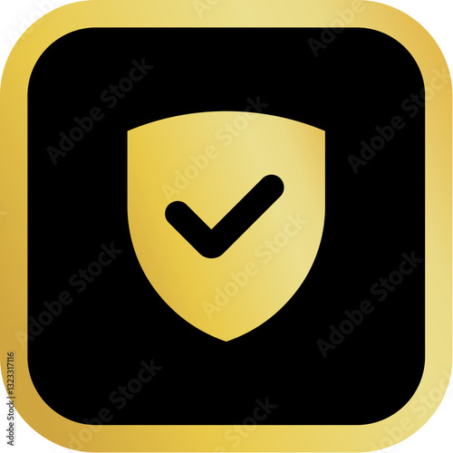 Gold Security Icon Square Rounded Icon with Golden and Black Luxury