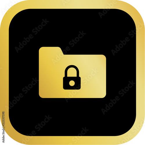 Gold Privacy Icon Square Rounded Icon with Golden and Black Luxury