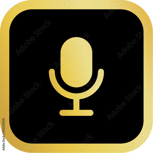 Gold Voice Icon Square Rounded Icon with Golden and Black Luxury