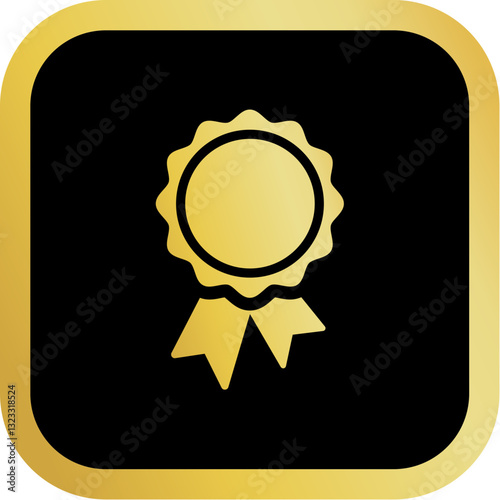 Gold Achievement Icon Square Rounded Icon with Golden and Black Luxury 