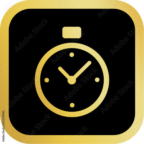 Gold Chronometer Icon Square Rounded Icon with Golden and Black Luxury  