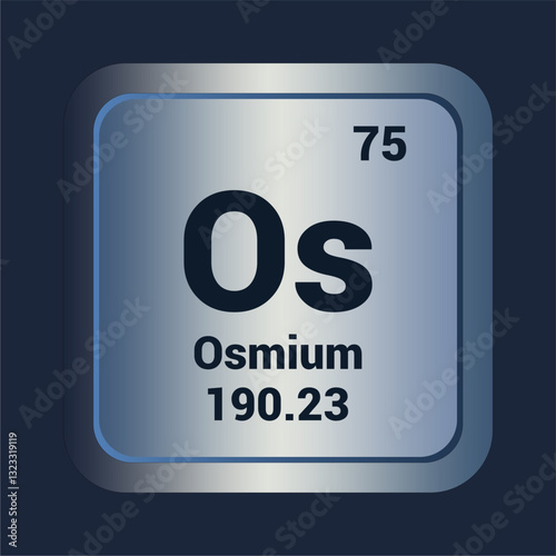 Osmium Os icon. Number Seventy Four. Mass 190.23 detail. Vector Background.