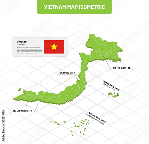 Isometric Green vietnam map design