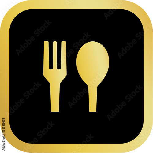 Gold Food Shop Icon Square Rounded Icon with Golden and Black Luxury 